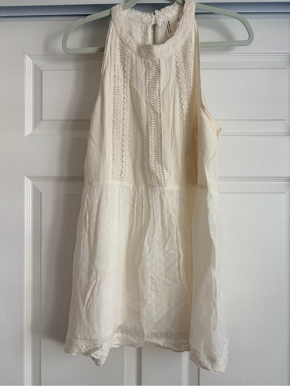 Anthro Ivory Lace Trim Sleeveless Sundress